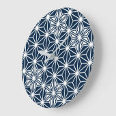 朝野羽日本の紋-藍青白 ラージ壁時計 (傾斜)