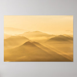 朝霧の丘層の日の出 ポスター