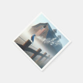 朝霧の中で歌うブルーバード スタンダードカクテルナプキン (角)