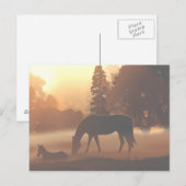 朝霧の中の馬2 ポストカード (正面/裏面)