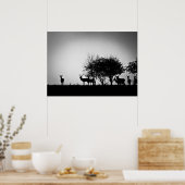 朝霧の中の鹿の姿 ポスター (キッチン)