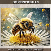 朝露の花の上に蜂 –  薄葉紙