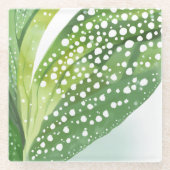 朝露グリーンリーフ ガラスコースター (正面)