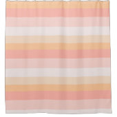 朝露ピンクと黄ストライプ色 シャワーカーテン (正面)