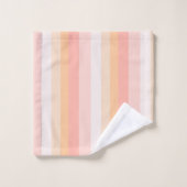 朝露ピンクと黄ストライプ色 バスタオルセット (ウォッシュタオル)