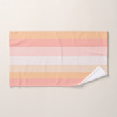 朝露ピンクと黄ストライプ色 バスタオルセット (ハンドタオル)