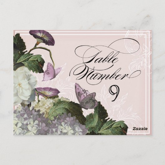 朝顔あじさい – テーブルの座席番号 ポストカード (裏面)