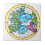 朝顔およびハチドリのステンドグラス タイル (正面)