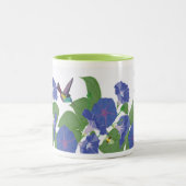 朝顔およびハチドリのマグの緑 ツートーンマグカップ (中央)