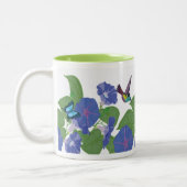 朝顔およびハチドリのマグの緑 ツートーンマグカップ (左)