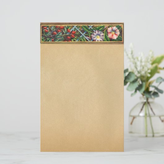 朝顔と赤い果実の羊皮紙 便箋 (スタンド正面)