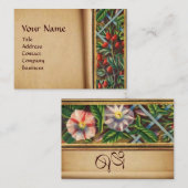 朝顔と赤い果実モノグラム 名刺 (正面/裏面)