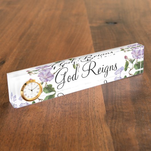 朝顔によっては花の神の統治のプレートが開花します デスクネームプレート (側面)