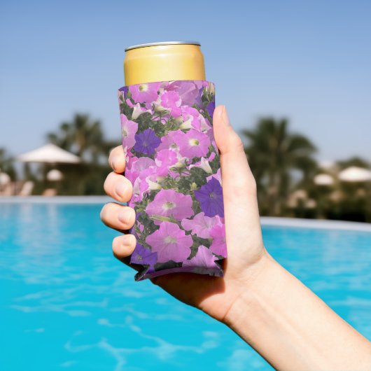 朝顔のピンクと紫の花の写真 スリム缶クーラー (インサイチュ プール)