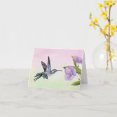 朝顔のメッセージカードのハチドリ カード (黄色い花)