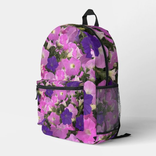 朝顔の写真ピンクと紫の花 プリントバックパック (裏面右端)