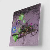 朝顔の夏の壁時計 スクエア壁時計 (傾斜)