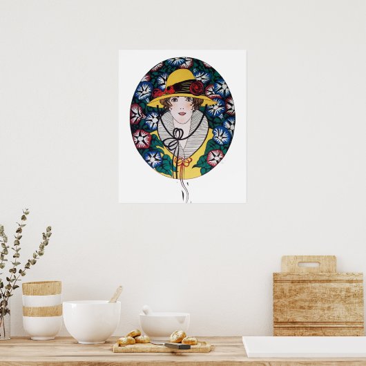 朝顔の女性 ポスター (キッチン)