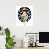 朝顔の女性 ポスター (ホームオフィス)