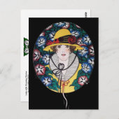 朝顔の女性 ポストカード (正面/裏面)