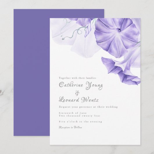 朝顔の書結婚道 招待状 (正面/裏面)