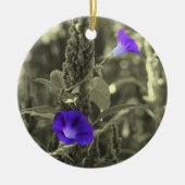 朝顔の白黒の花のオーナメント セラミックオーナメント (正面)