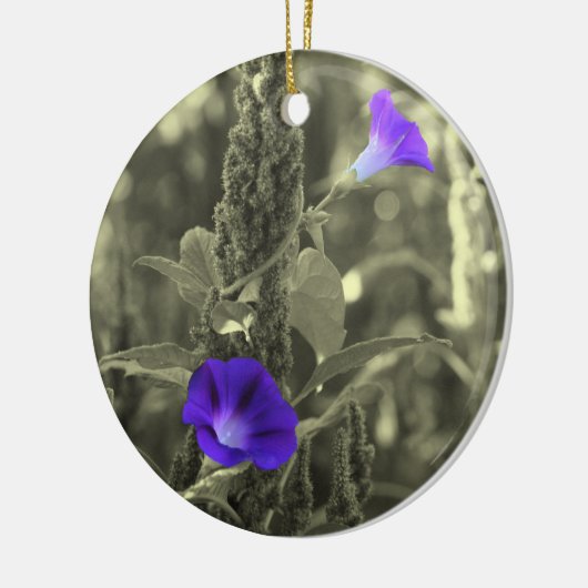 朝顔の白黒の花のオーナメント セラミックオーナメント (左)