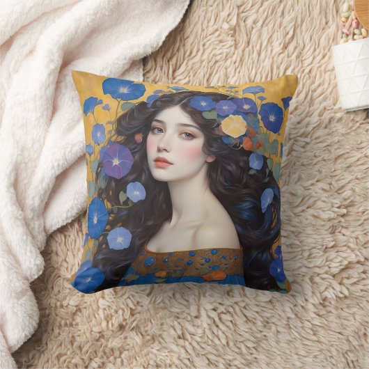 朝顔の美女 クッション (ブランケット)