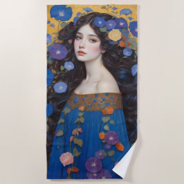 朝顔の美女 ビーチタオル