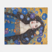 朝顔の美女 フリースブランケット (正面(横))