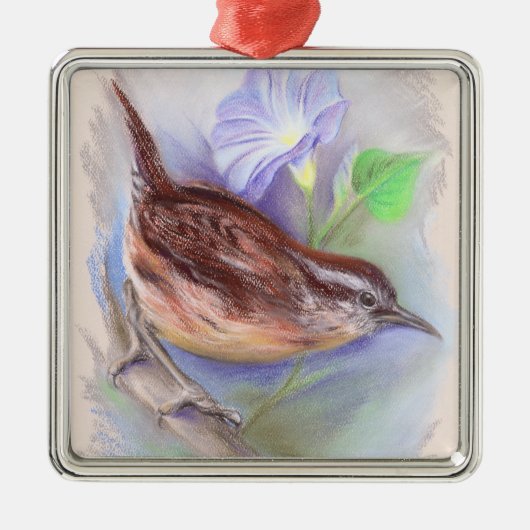 朝顔の花が咲くカロライナのウォレン メタルオーナメント (正面)