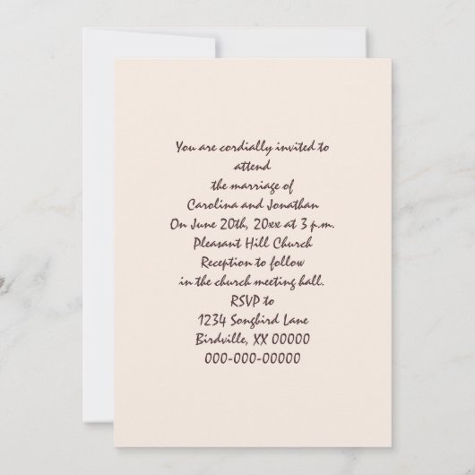 朝顔の花が咲くカロライナのウォレン 招待状 (裏面)