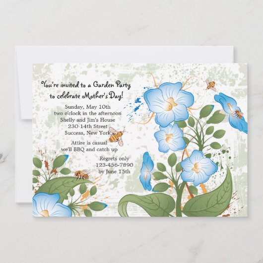 朝顔の花の母の日招待状 招待状 (正面)