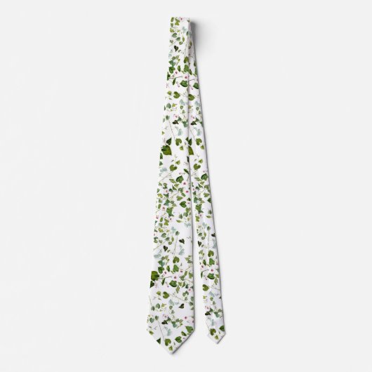朝顔の花柄の葉のつる植物の植物のタイ ネクタイ (正面)