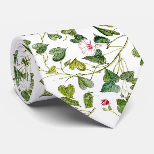 朝顔の花柄の葉のつる植物の植物のタイ ネクタイ (ロール)