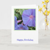 朝顔の青い花の誕生日カード カード (黄色い花)