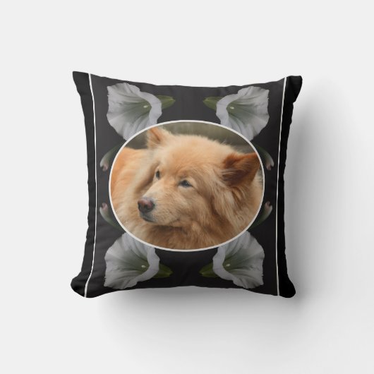 朝顔フレーム自分のペット写真を作成 クッション (正面)