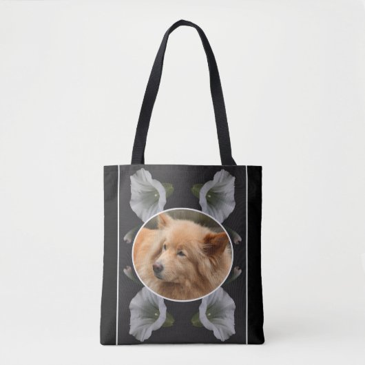 朝顔フレーム自分のペット写真を作成 トートバッグ (正面)