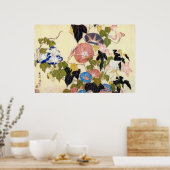 朝顔,北斎朝顔，北斎，浮世絵 ポスター (キッチン)