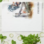 朝顔：水色の雄鶏、カスタム キッチンタオル (折り畳み)