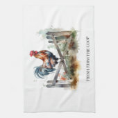 朝顔：水色の雄鶏、カスタム キッチンタオル (縦)