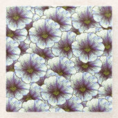 朝顔（紫と白） ガラスコースター (正面)