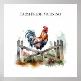 朝顔： Eatercolor Rooster、カスタム ポスター