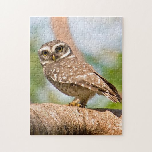 朝飛行の斑点を付けられたフクロウ ジグソーパズル (縦)