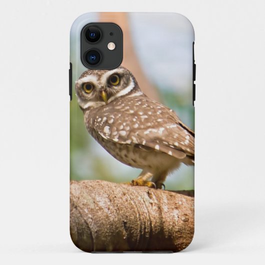 朝飛行の斑点を付けられたフクロウ Case-Mate iPhoneケース (裏面)