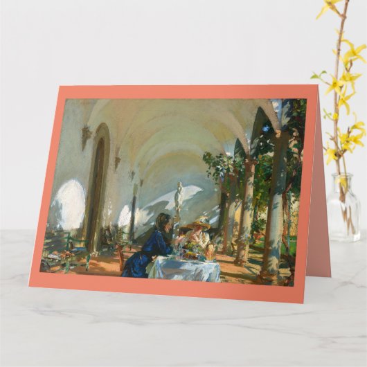 朝食でLoggia, Sargent 1910 カード (黄色い花)