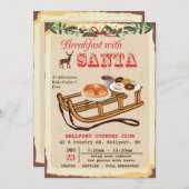 朝食とサンタクリスマスパーティの招待状 招待状 (正面/裏面)