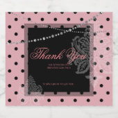 朝食とブランチのピンクと黒の水玉模様 スパークリングワインラベル (シングルラベル)