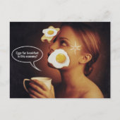 朝食のための卵、このエコノミーウーマンコーヒー ポストカード (正面)