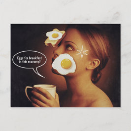 朝食のための卵、このエコノミーウーマンコーヒー ポストカード